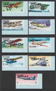 1968 UAE | UMM AL QIWAIN AVIATION HISTORY SET IMPERF with APOLLO ovpt VF-NH-