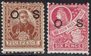 NEW SOUTH WALES 1888 CENTENARY OS 4D AND 6D PERF 11 X 12