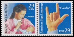 US 2783-2784 2784a American Sign Language 29c horz pair A MNH 1993