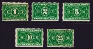 U.S., 1913, Scott #JQ1-JQ5, Mint, O.G., Hinged, Scott Cat. Value: $257.00