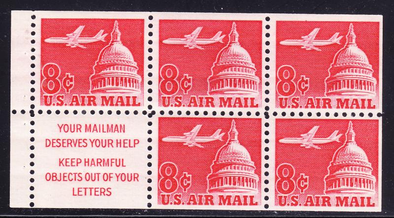 U.S. Airmail BOOKLET Pane 1960 C64b 8c Jet Over Capitol VF/NH