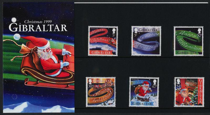 Gibraltar 822-7 in Presentation Folder MNH Christmas Music, Santa