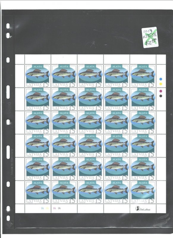 LATVIA 2002 MARINE LIFE - FISH #555-556 FULL SHEETS MNH C.V.=$75.00