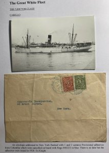 1920s Colombia SS Carrillo Paqueboat United Fruit CO Cover To New York Usa