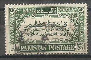 PAKISTAN, 1949, used 3p, Death of Jinnah, Scott 45