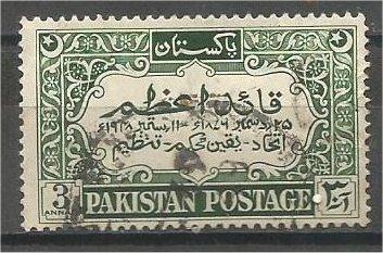 PAKISTAN, 1949, used 3p, Death of Jinnah, Scott 45