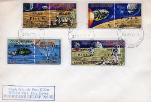 Cook Islands 1972 Sc#B21/B24 Apollo Space ovpt.Hurricane Relief (8) FDC