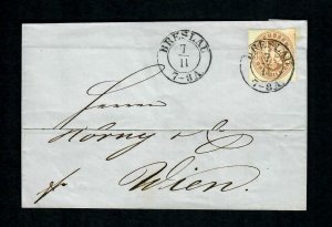 CF75 Prussia 1860s Breslau 7/11 7-8A Folded letter 3sg Bister