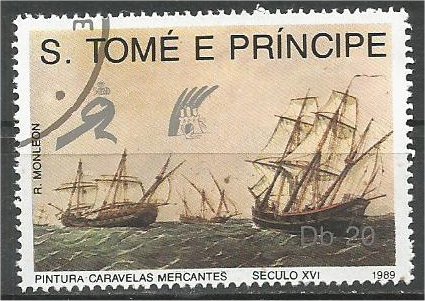 ST. THOMAS AND PRINCE, 1989, used 20d, Merchant ships Scott 891