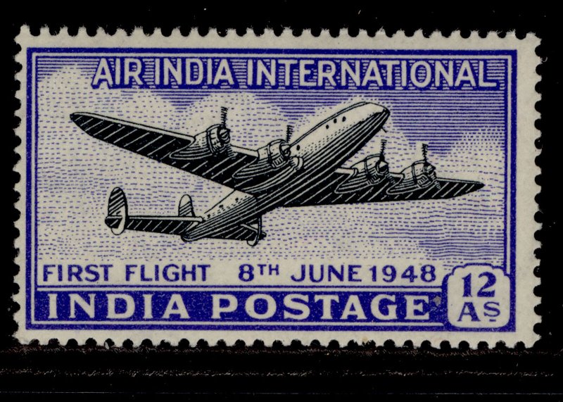 INDIA GVI SG304, 12a black & ultramarine, NH MINT.