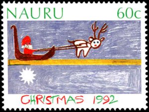 Nauru #397-398, Complete Set(2), 1992, Christmas, Art, Children, Never Hinged