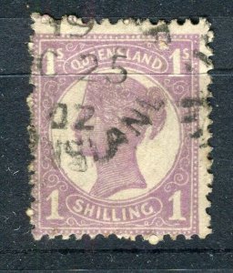 AUSTRALIA; QUEENSLAND 1890s classic QV issue used Shade of 1s. value 