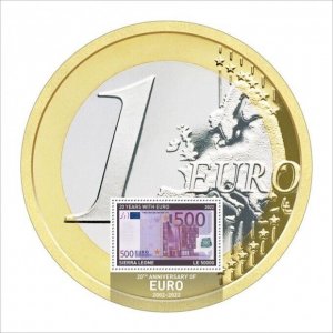 Sierra Leone - 2022 Euro Currency Anniv. - Stamp Souvenir Sheet - SRL220174b1