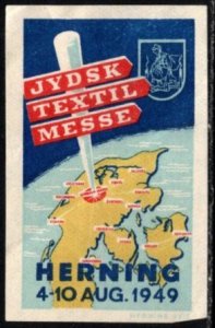 1940 Denmark Poster Stamp Jewish Textile Exhibition Herning August 4-10