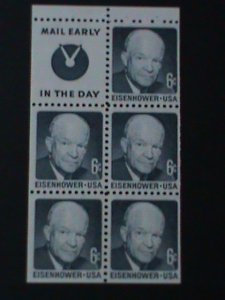 UNITED STATES-1970-SC# 1393b-DWIGHT DAVID EISENHOWER BOOKLET PANE OF 5-MNH-VF