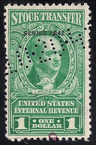 #RD127 1 Dollar L. Woodbury, 1942 Stock stamp used F
