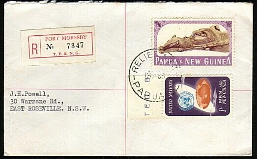 PAPUA NEW GUINEA 1966 Reg cover - Relief No.3 cds used Port Moresby........18132