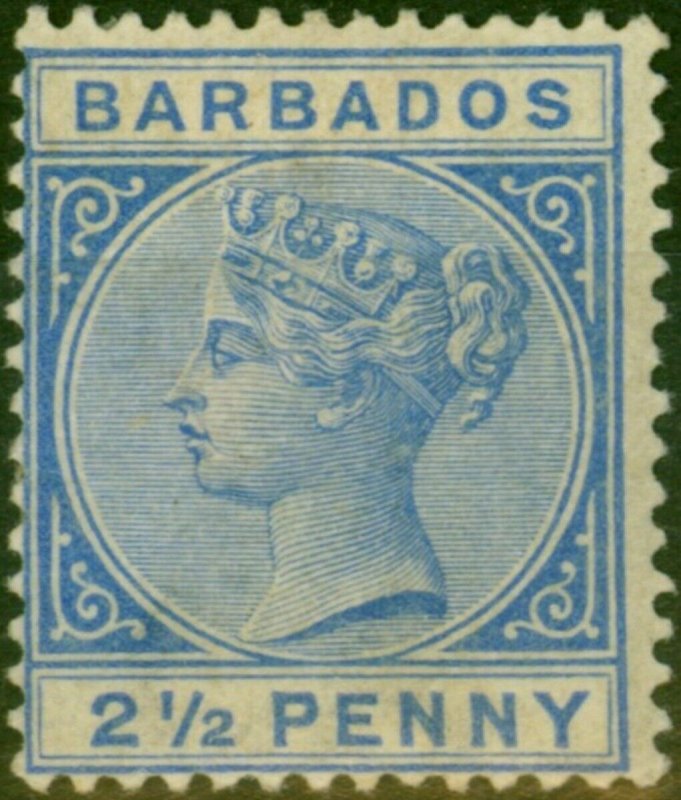Barbados 1882 2 1/2d Ultramarine SG93 Good MM (2)