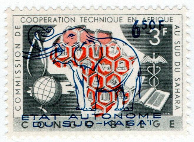 (I.B) Belgian Congo Postal : Sud Kasai 6.50Fr on 3Fr OP