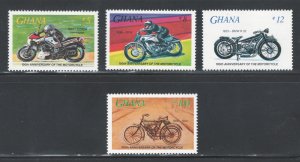 Ghana 1985 Centenary of Motorcycle Scott # 975 - 978 MNH