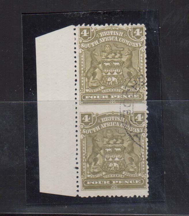 Rhodesia #64a (SG #82a) Used Scarce Imperf Pair **With Certificate**