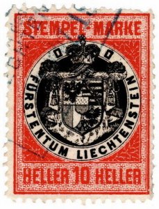 (I.B) Liechtenstein Revenue : Stempelmarke 10h