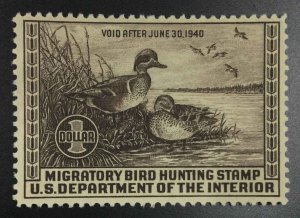 US STAMPS #RW6 DUCK MINT OG NH LOT #97381