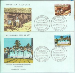 86341 - MADAGASCAR - POSTAL HISTORY - Set of 2  FDC COVERS 1972 - Ethnic types