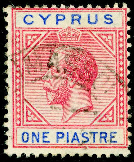 CYPRUS SG77, 1pi rose-red & blue, FINE USED.