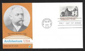 UNITED STATES FDC 18¢ Architecture R Hunt 1981 Spectrum