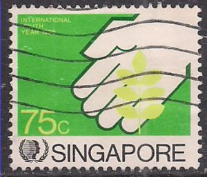 Singapore 1985 QE2 75c International Youth Year SG 517 used ( B279 )