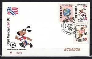 Ecuador, Scott cat. 1340-1342. World Cup Soccer. First day cover. ^