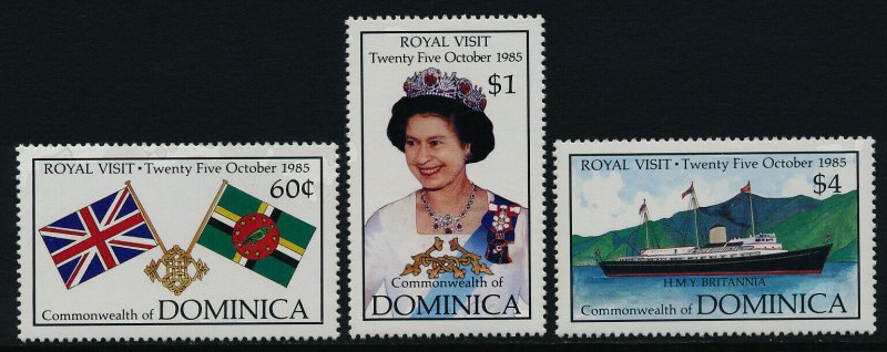 Dominica 915-8 MNH State Visit Queen Elizabeth, Flags, HMS Britannia, Map