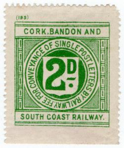 (I.B) Cork Bandon & South Coast Railway : Letter Stamp 2d (plate 195)