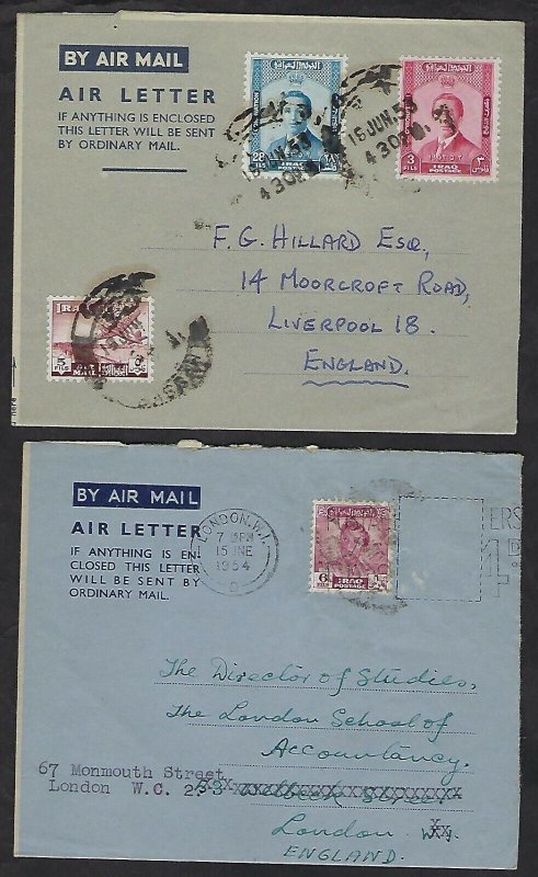 IRAQ 1940s 50s COLLECTION OF SIX DIFFERENT AIR LETTERS WITH BOY KING FAISAL FRAN