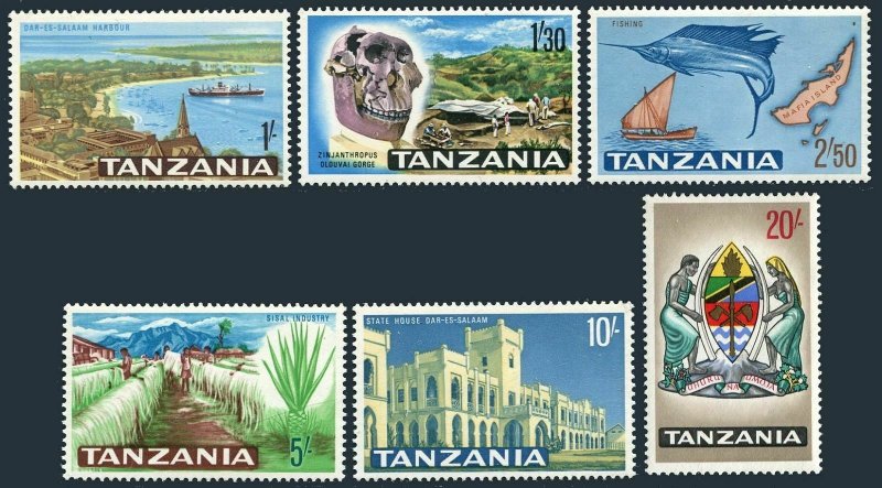 Tanzania 13-18,MNH.Mi 13-18. Dar es Salaam Harbor,Prehistoric man,Sailfish,1985.