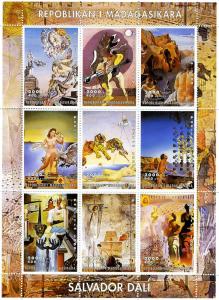 Malagasy 1999 SALVADOR DALI Sheet (9) Perforated Mint (NH)