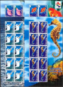 Gibraltar 2001 Europa CEPT Water Birds Fishes Sea Horses Flowers 4 Sheets MNH**