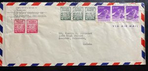 1954 Djakarta Indonesia Airmail Cover To Boulder Co USA