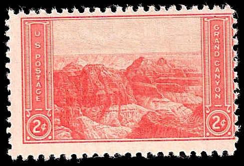 # 741 MINT HINGED ORANGE RED GRAND CANYON NATIONAL PARKS