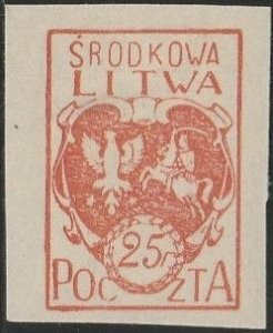 Central Lithuania, #1  Mint Hinged,   From 1920-21