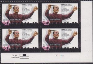 SCOTT  3839  MANCINI  37¢  PLATE BLOCK  MNH  SHERWOOD STAMP