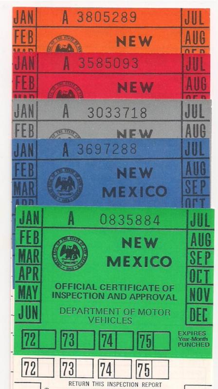 New Mexico 1975 Inspection Stickers Trial Colors? Odd Group