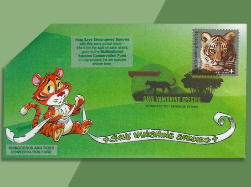 They're Fading Away! Help Save These 6 Species!  Pop-Up Semi-Postal FDC