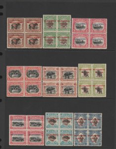 NORTH BORNEO: 1922 Malaya-Borneo Exhibition set + shade, MNH ** blocks. RARE!!