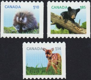 DIE CUT = DEER FAWN = BEAR CUB = set of 3 BK stamps MNH CANADA 2013 #2608i-10i