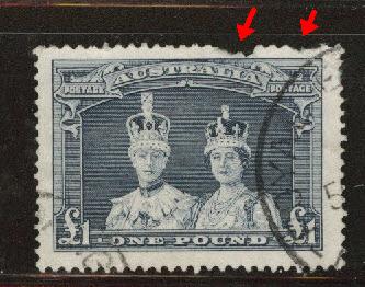 Australia Scott 179 Used £1 stamp perf problems at top