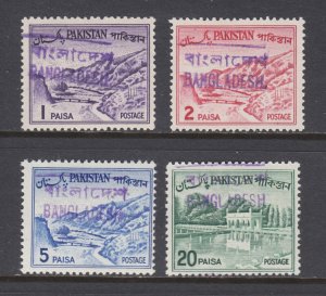 Bangladesh, Pakistan Sc 129b/135C. 1971 Bangladesh handstamps, 4 diff, F-VF