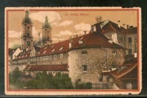 Switzerland 1916 St. Gallen Convent Used View Post Card to India # 1454-95