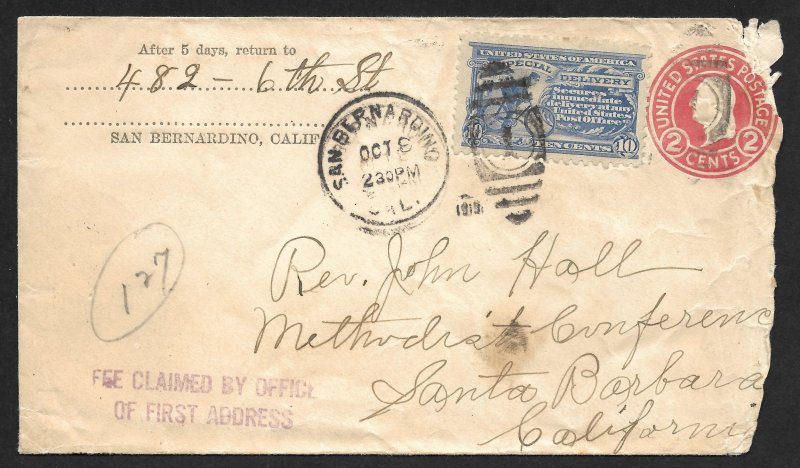 Doyle's_Stamps: California Special D Postal History XF-S #E10 on Cover, CV $200